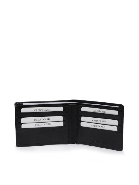 

Fusion Threads Men Black Textured Leather Two Fold Wallet