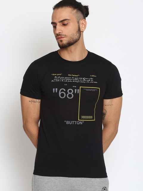 

MKH Men Black Typography Printed T-shirt
