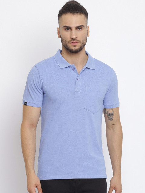 

MKH Men Blue Polo Collar T-shirt