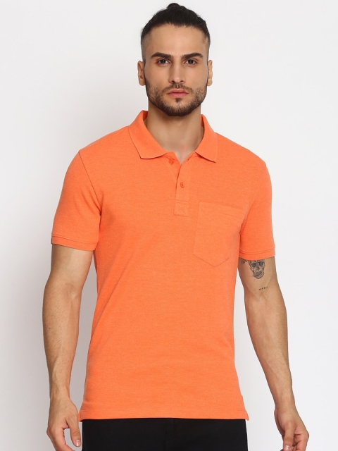 

MKH Men Orange Polo Collar T-shirt