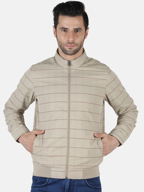

Monte Carlo Men Beige Checked Bomber Jacket
