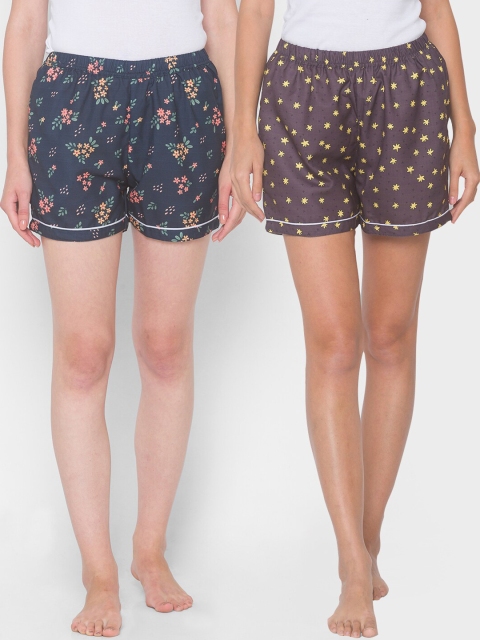 

FashionRack Women Pack Of 2 Printed Lounge Shorts, Brown