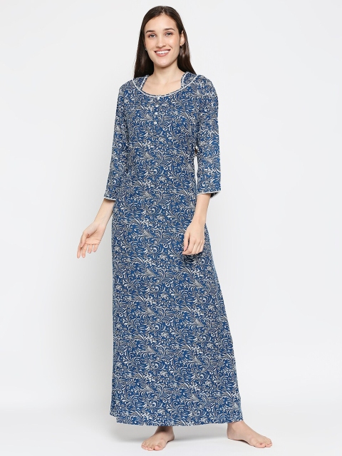 

XIN Blue Printed Maxi Nightdress
