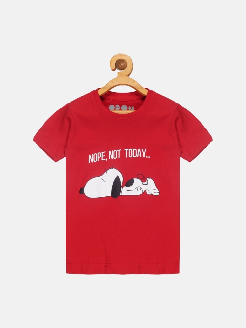 

OBOW Boys Red Printed Bio Finish Pure Cotton T-shirt