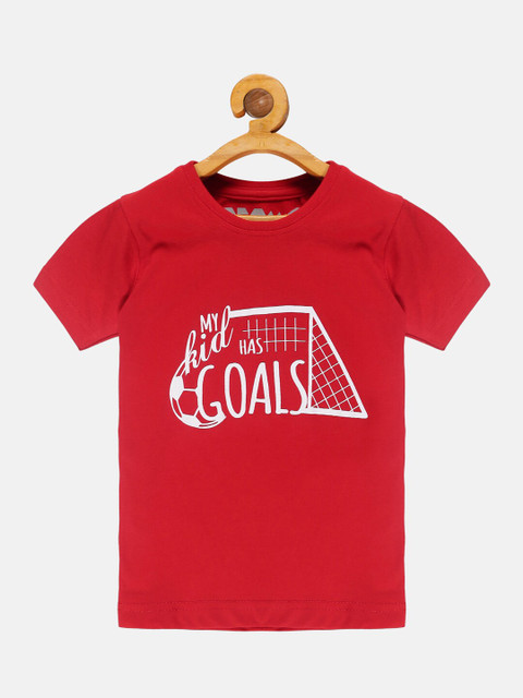 

OBOW Boys Red Printed Bio Finish Pure Cotton T-shirt