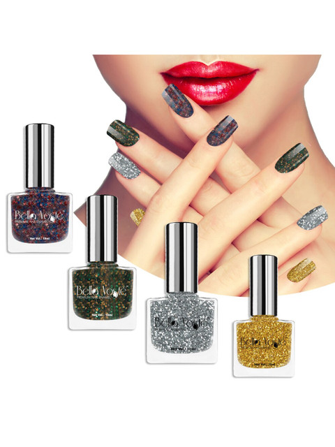 

Bella Voste Set of 4 Glitter Finish Nail Polish, Multi