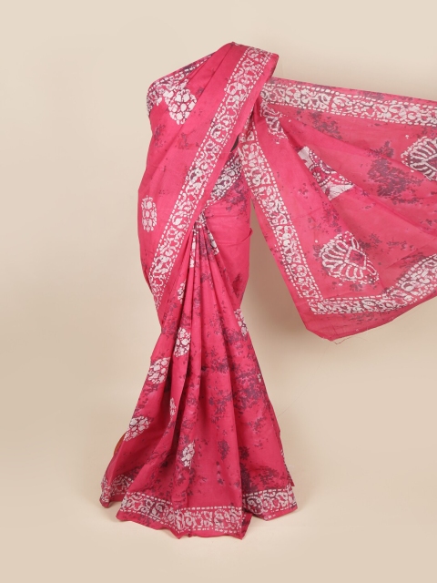 

Pothys Magenta & White Ethnic Motifs Pure Cotton Saree