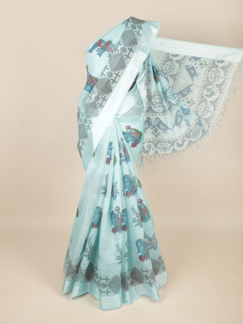 

Pothys Blue & Green Ethnic Motifs Pure Cotton Saree