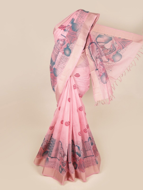 

Pothys Pink & Blue Ethnic Motifs Pure Cotton Saree