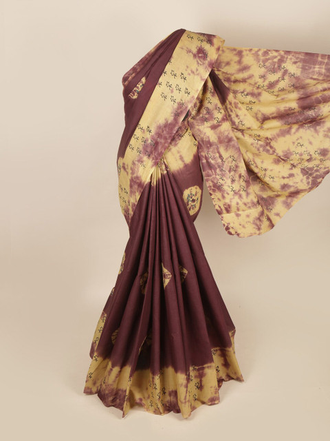 

Pothys Purple & Beige Floral Pure Cotton Saree