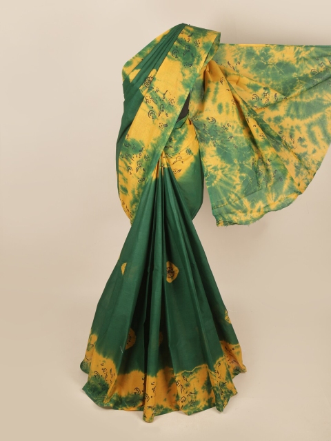 

Pothys Green & Yellow Tie and Dye Pure Cotton Saree