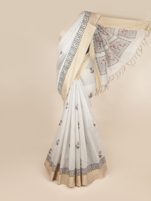 

Pothys White & Gold Pure Cotton Saree