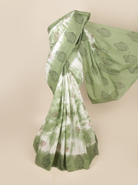 

Pothys Green & White Ethnic Motifs Pure Cotton Saree