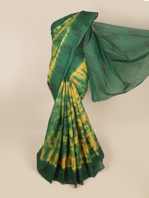

Pothys Green & Yellow Tie and Dye Pure Cotton Saree