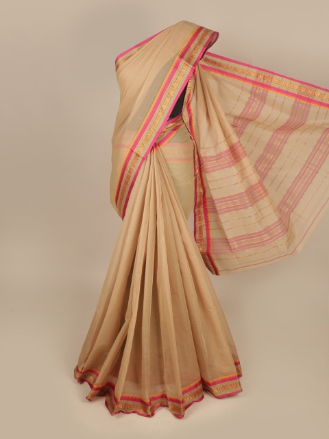 

Pothys Tan Brown & Pink Pure Cotton Saree