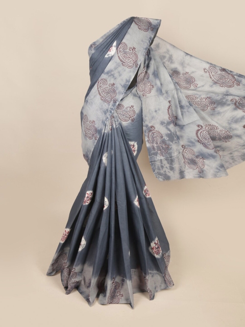 

Pothys Grey & Maroon Paisley Pure Cotton Saree
