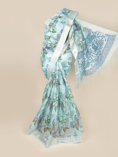 

Pothys Blue & Green Floral Pure Cotton Saree