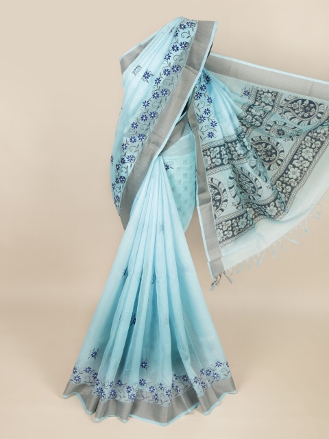 

Pothys Blue & Black Floral Pure Cotton Saree