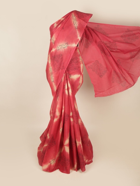 

Pothys Red & Beige Tie and Dye Pure Cotton Saree
