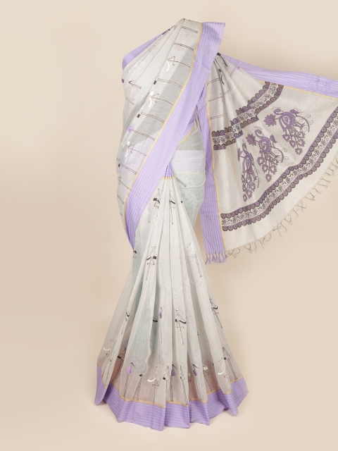 

Pothys Grey & Purple Ethnic Motifs Pure Cotton Saree