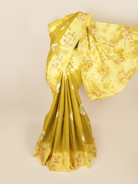 

Pothys Green & Yellow Ethnic Motifs Printed Pure Cotton Saree