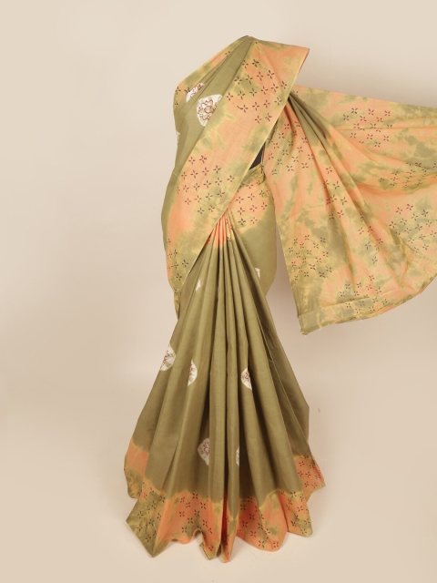 

Pothys Green & Cream-Coloured Floral Pure Cotton Saree