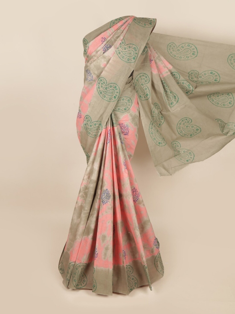 

Pothys Pink & Green Ethnic Motifs Pure Cotton Saree