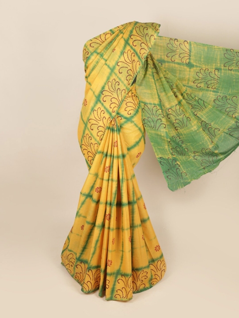 

Pothys Yellow & Green Floral Pure Cotton Saree