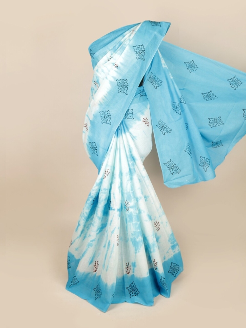 

Pothys Blue & White Tie and Dye Pure Cotton Saree