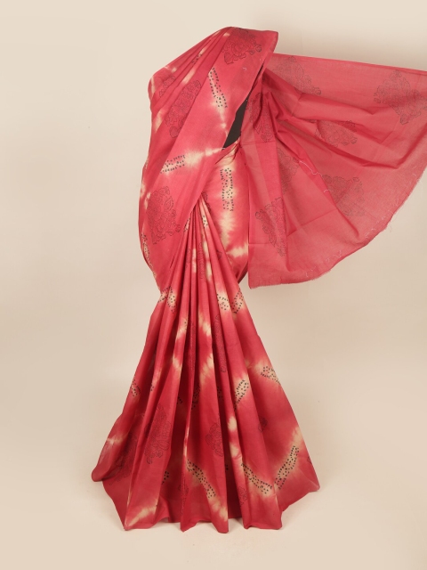

Pothys Red & Cream-Coloured Tie and Dye Pure Cotton Saree
