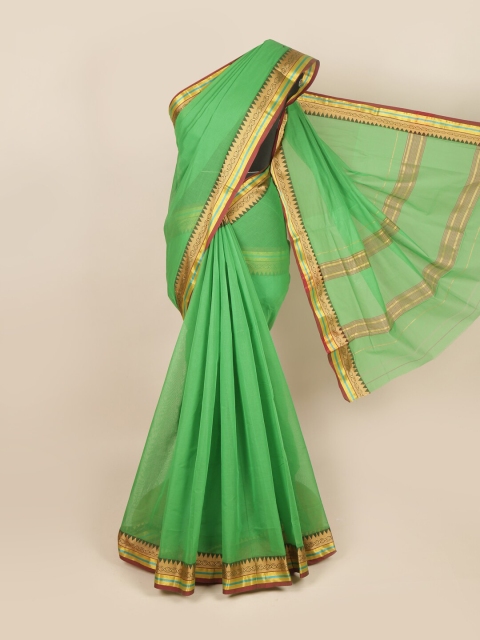 

Pothys Green & Gold-Toned Zari Pure Cotton Saree