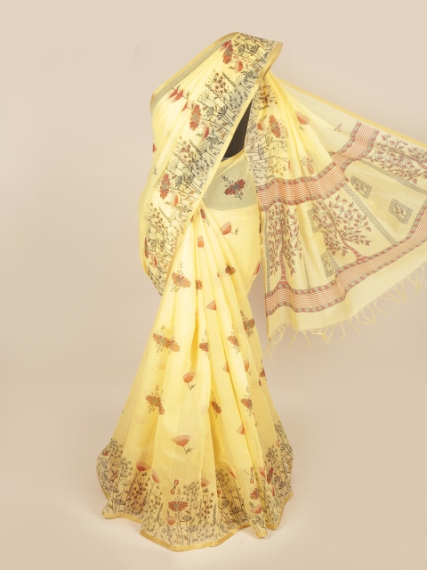 

Pothys Yellow Floral Pure Cotton Saree