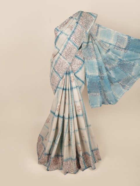 

Pothys Grey & Blue Floral Pure Cotton Saree