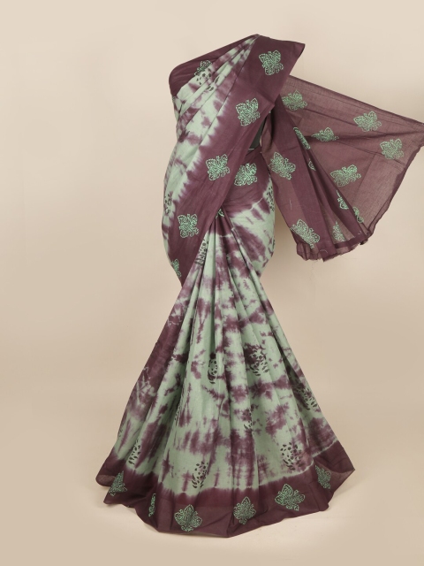 

Pothys Green & Purple Floral Pure Cotton Saree
