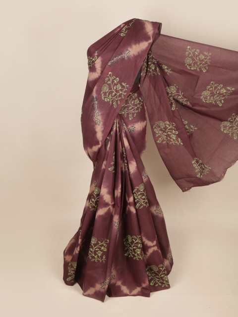 

Pothys Burgundy Tie-Dye Printed Pure Cotton Saree