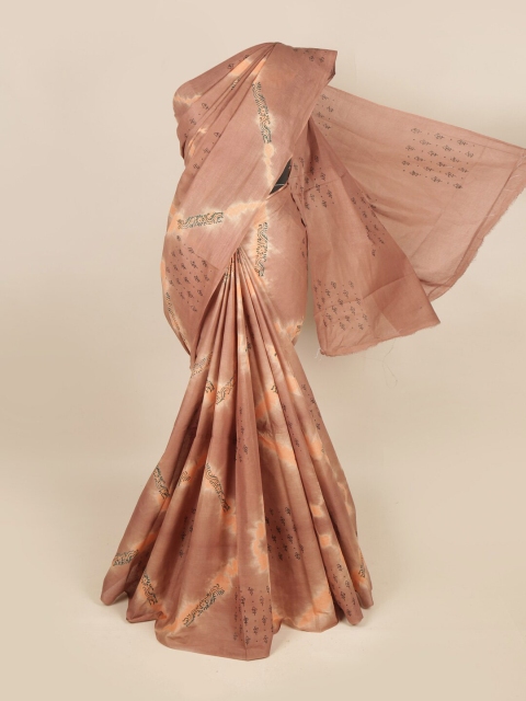 

Pothys Nude-Coloured & Green Ethnic Motifs Pure Cotton Saree