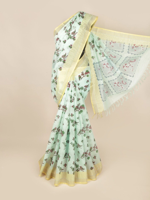 

Pothys Green & Beige Floral Pure Cotton Saree