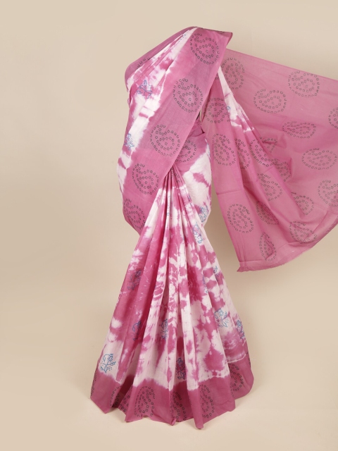 

Pothys Pink & White Tie and Dye Pure Cotton Saree