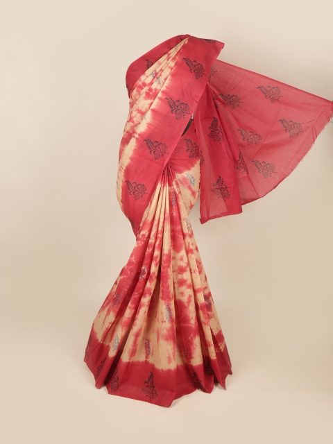

Pothys Cream-Coloured & Red Ethnic Motifs Pure Cotton Saree