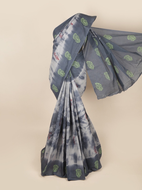 

Pothys Grey & Green Ethnic Motifs Pure Cotton Saree