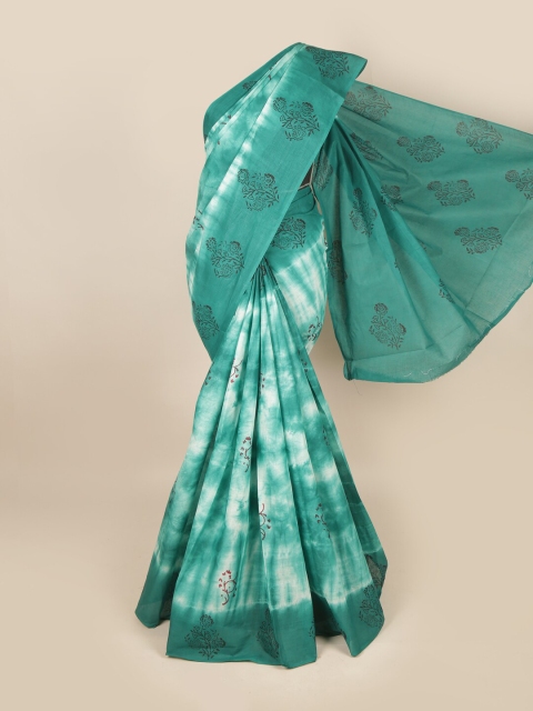 

Pothys Green & White Ethnic Motifs Pure Cotton Saree