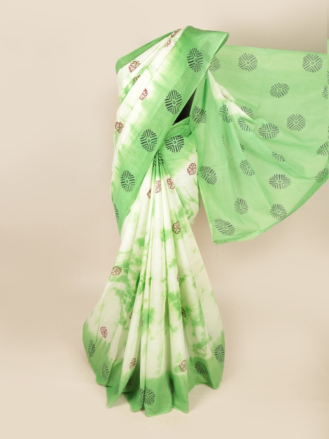 

Pothys Green & White Floral Pure Cotton Saree