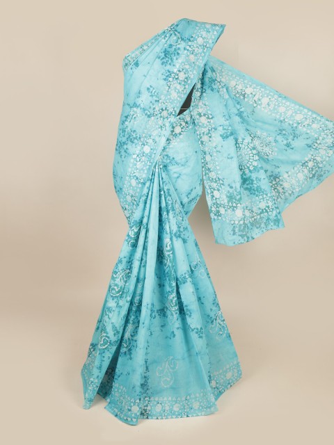 

Pothys Blue & White Batik Pure Cotton Saree