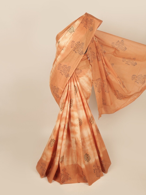 

Pothys Nude-Coloured & Cream-Coloured Tie and Dye Pure Cotton Saree