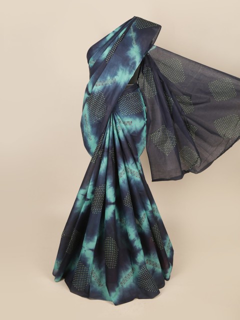 

Pothys Navy Blue & Brown Ethnic Motifs Pure Cotton Saree