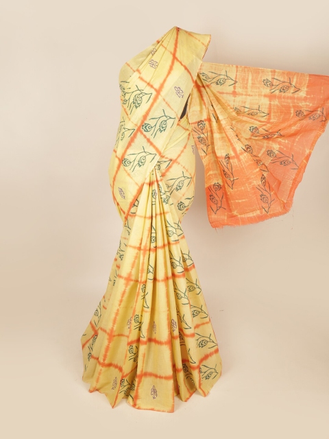 

Pothys Yellow & Orange Ethnic Motifs Printed Pure Cotton Saree