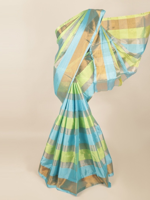 

Pothys Blue & Green Striped Zari Saree