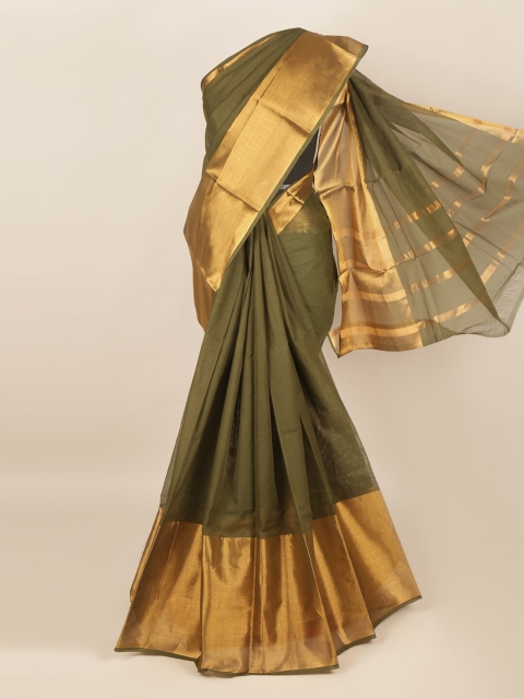 

Pothys Green & Gold-Toned Zari Saree