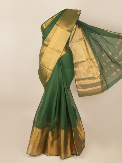 

Pothys Green & Gold-Toned Zari Saree