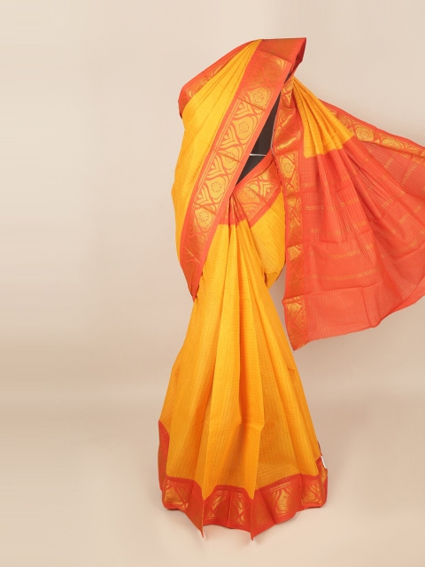 

Pothys Yellow & Orange Woven Design Zari Saree